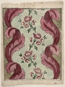Domino Paper with Ranks of Roses, Produced by Pariset, Lyon, c.1760-70
